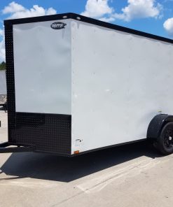 6x12 SA Trailer - White, Ramp, Side Door, Extra Height, Blackout Package