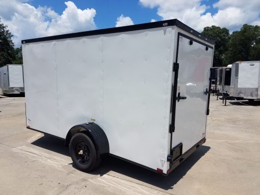 6x12 SA Trailer - White, Ramp, Side Door, Extra Height, Blackout Package