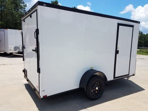 6x12 SA Trailer - White, Ramp, Side Door, Extra Height, Blackout Package