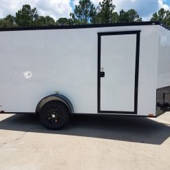 6x12 SA Trailer - White, Ramp, Side Door, Extra Height, Blackout Package