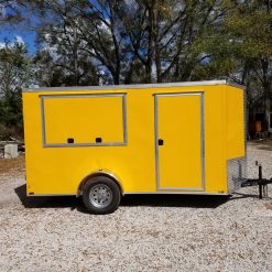 6x12 SA Trailer - Yellow, Double Doors, Side Door, Extra Height, Concession Door