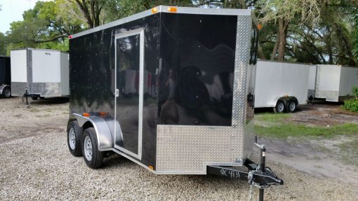 6x12 TA Trailer - Black, Double Doors, Side Door, Extra Height