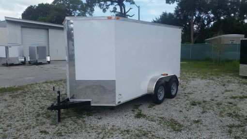 6x12 TA Trailer - White, Double Doors, Side Door, Extra Height