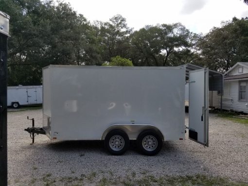 6x12 TA Trailer - White, Double Doors, Side Door, Extra Height