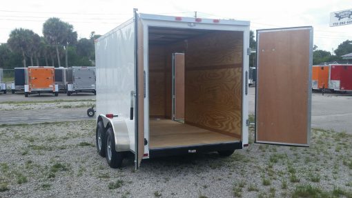 6x12 TA Trailer - White, Double Doors, Side Door, Extra Height