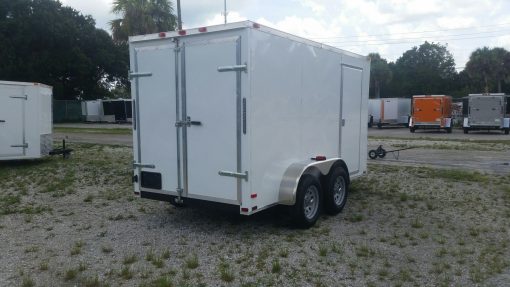 6x12 TA Trailer - White, Double Doors, Side Door, Extra Height