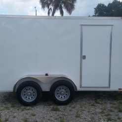 6x12 TA Trailer - White, Double Doors, Side Door, Extra Height