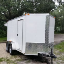 6x12 TA Trailer - White, Double Doors, Side Door, Extra Height