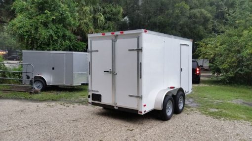 6x12 TA Trailer - White, Double Doors, Side Door, Extra Height