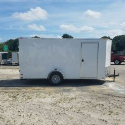 6x14 SA Trailer - White, Double Doors, Side Door, Extra Height