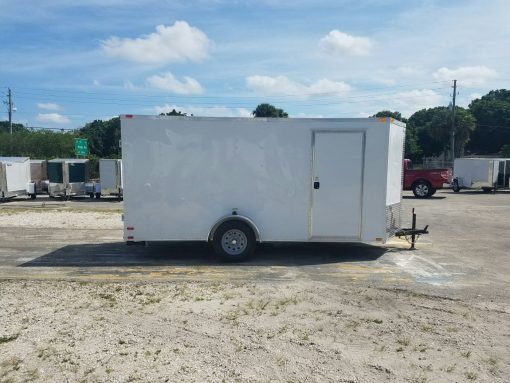 6x14 SA Trailer - White, Double Doors, Side Door, Extra Height