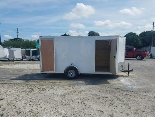 6x14 SA Trailer - White, Double Doors, Side Door, Extra Height