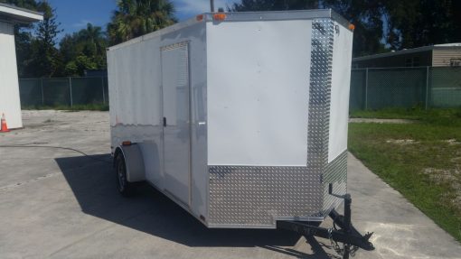 6x14 SA Trailer - White, Ramp, Side Door, Extra Height