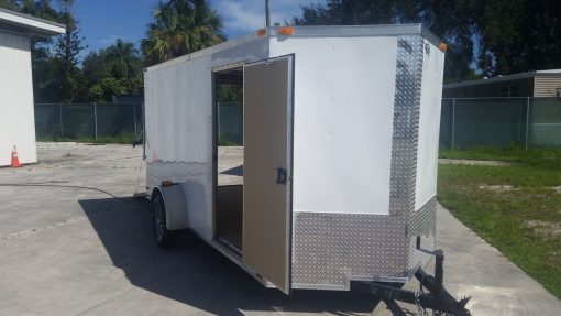 6x14 SA Trailer - White, Ramp, Side Door, Extra Height