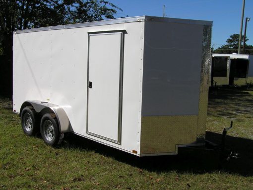 6x14 TA Trailer - White, Rear Double Doors, Side Door, Extra Height