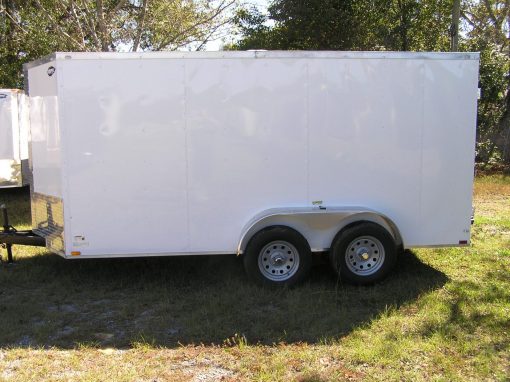 6x14 TA Trailer - White, Rear Double Doors, Side Door, Extra Height