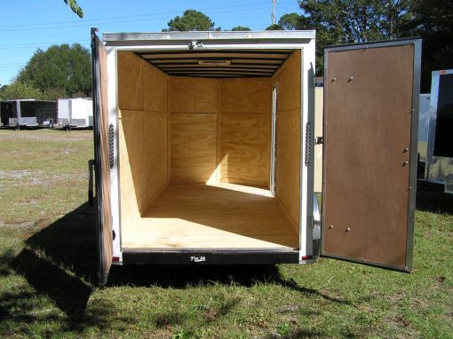 6x14 TA Trailer - White, Rear Double Doors, Side Door, Extra Height