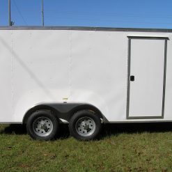 6x14 TA Trailer - White, Rear Double Doors, Side Door, Extra Height