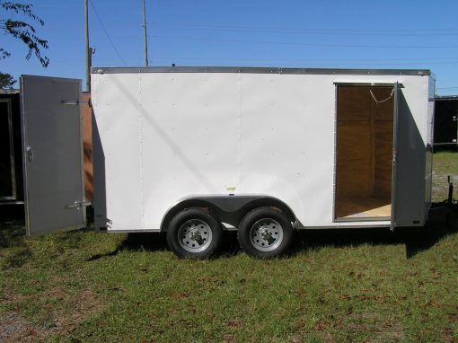 6x14 TA Trailer - White, Rear Double Doors, Side Door, Extra Height