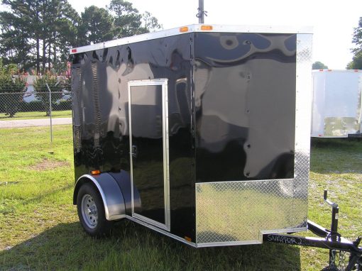 6x8 SA Trailer - Black, Ramp, Side Door, Extra Height