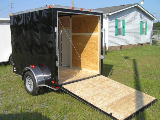 6x8 SA Trailer - Black, Ramp, Side Door, Extra Height