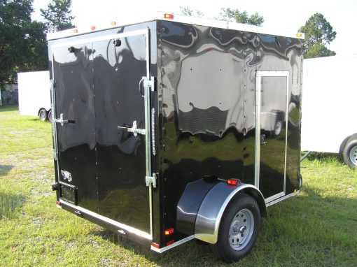 6x8 SA Trailer - Black, Ramp, Side Door, Extra Height