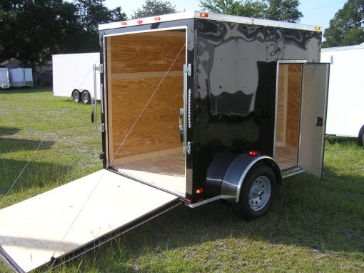 6x8 SA Trailer - Black, Ramp, Side Door, Extra Height