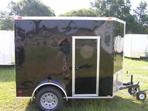 6x8 SA Trailer - Black, Ramp, Side Door, Extra Height