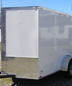 6x8 SA Trailer - White, Double Barn Doors, Extra Height