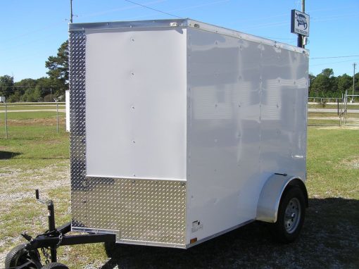 6x8 SA Trailer - White, Double Barn Doors, Extra Height