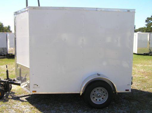 6x8 SA Trailer - White, Double Barn Doors, Extra Height