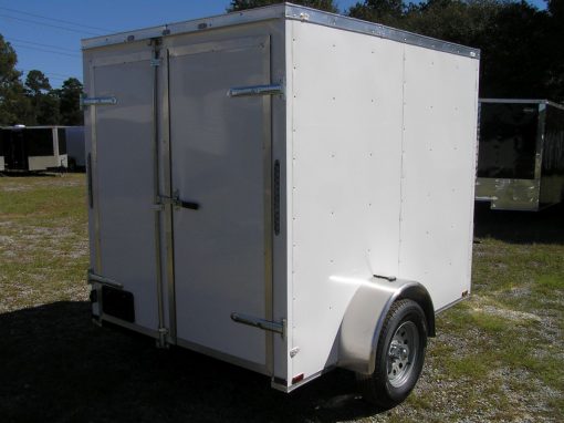 6x8 SA Trailer - White, Double Barn Doors, Extra Height