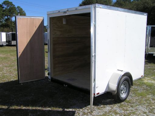 6x8 SA Trailer - White, Double Barn Doors, Extra Height