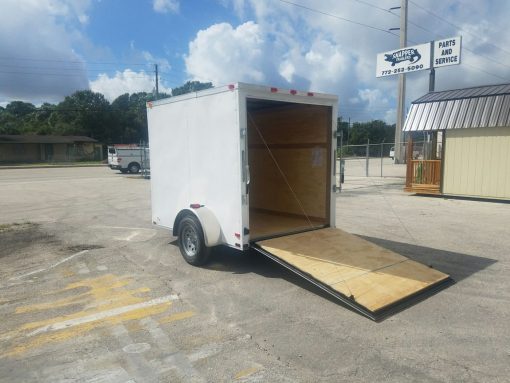 6x8 SA Trailer - White, Ramp, Extra Height