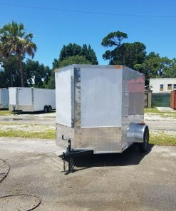 6x8 SA Trailer - White, Ramp, Side Door, Extra Height