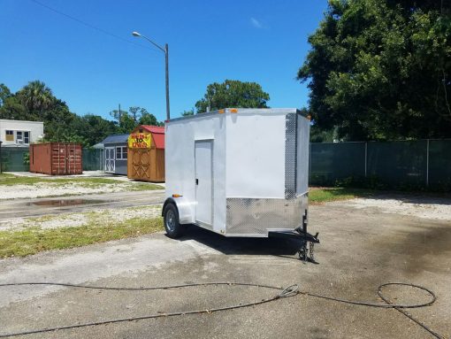 6x8 SA Trailer - White, Ramp, Side Door, Extra Height