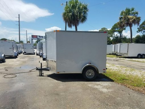 6x8 SA Trailer - White, Ramp, Side Door, Extra Height