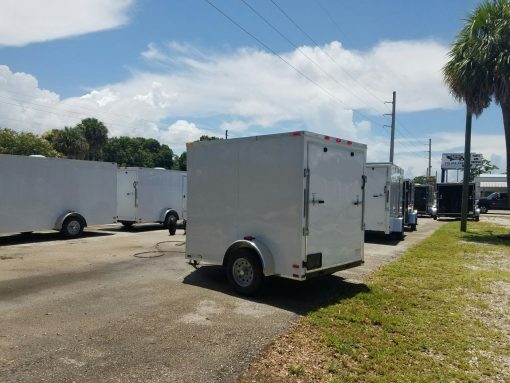 6x8 SA Trailer - White, Ramp, Side Door, Extra Height