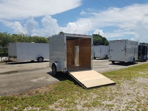 6x8 SA Trailer - White, Ramp, Side Door, Extra Height