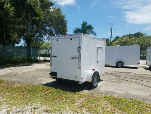 6x8 SA Trailer - White, Ramp, Side Door, Extra Height