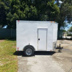 6x8 SA Trailer - White, Ramp, Side Door, Extra Height