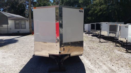 7x10 SA Trailer - White, Barn Doors, Side Door, Extra Height, Electric Brakes