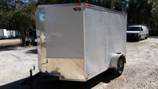 7x10 SA Trailer - White, Barn Doors, Side Door, Extra Height, Electric Brakes