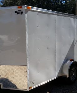 7x10 SA Trailer - White, Barn Doors, Side Door, Extra Height, Electric Brakes