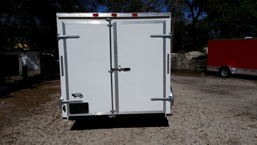 7x10 SA Trailer - White, Barn Doors, Side Door, Extra Height, Electric Brakes