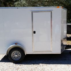 7x10 SA Trailer - White, Barn Doors, Side Door, Extra Height, Electric Brakes