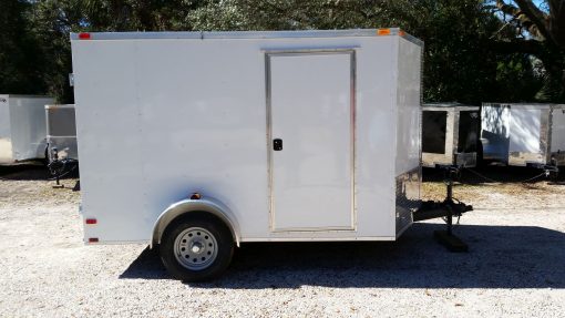 7x10 SA Trailer - White, Barn Doors, Side Door, Extra Height, Electric Brakes