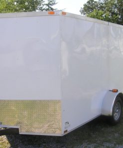 7x10 SA Trailer - White, Ramp, Side Door, Extra Height, Electric Brakes