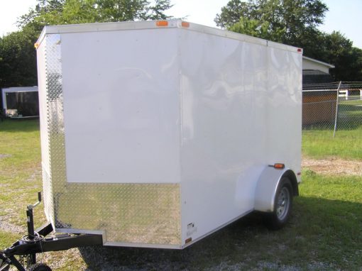 7x10 SA Trailer - White, Ramp, Side Door, Extra Height, Electric Brakes