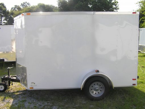 7x10 SA Trailer - White, Ramp, Side Door, Extra Height, Electric Brakes